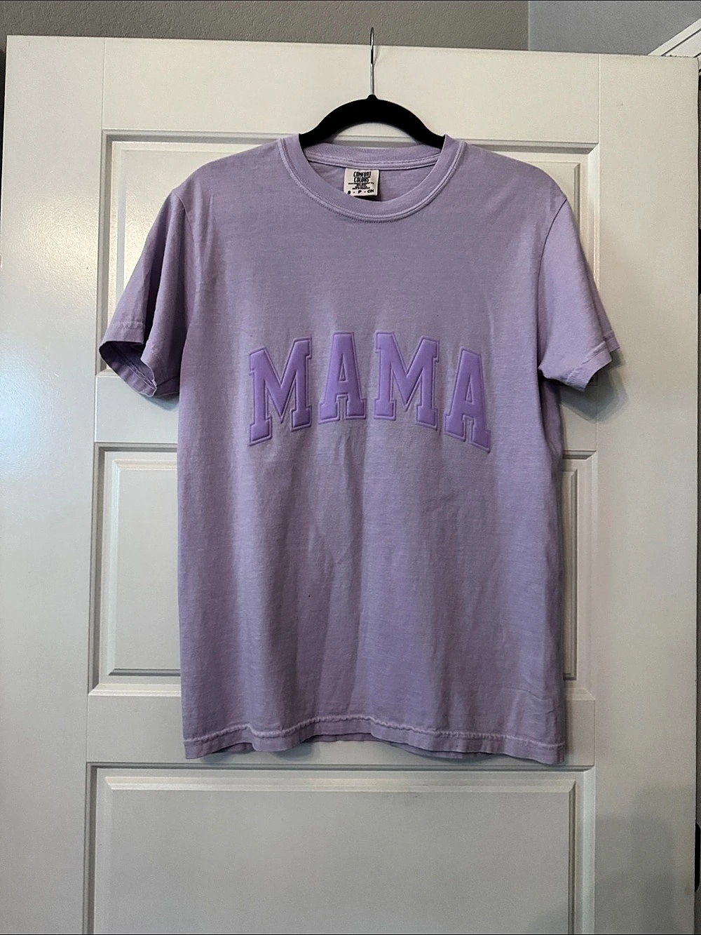 Comfort Colors Mama Embroidered T-Shirt Purple Small
